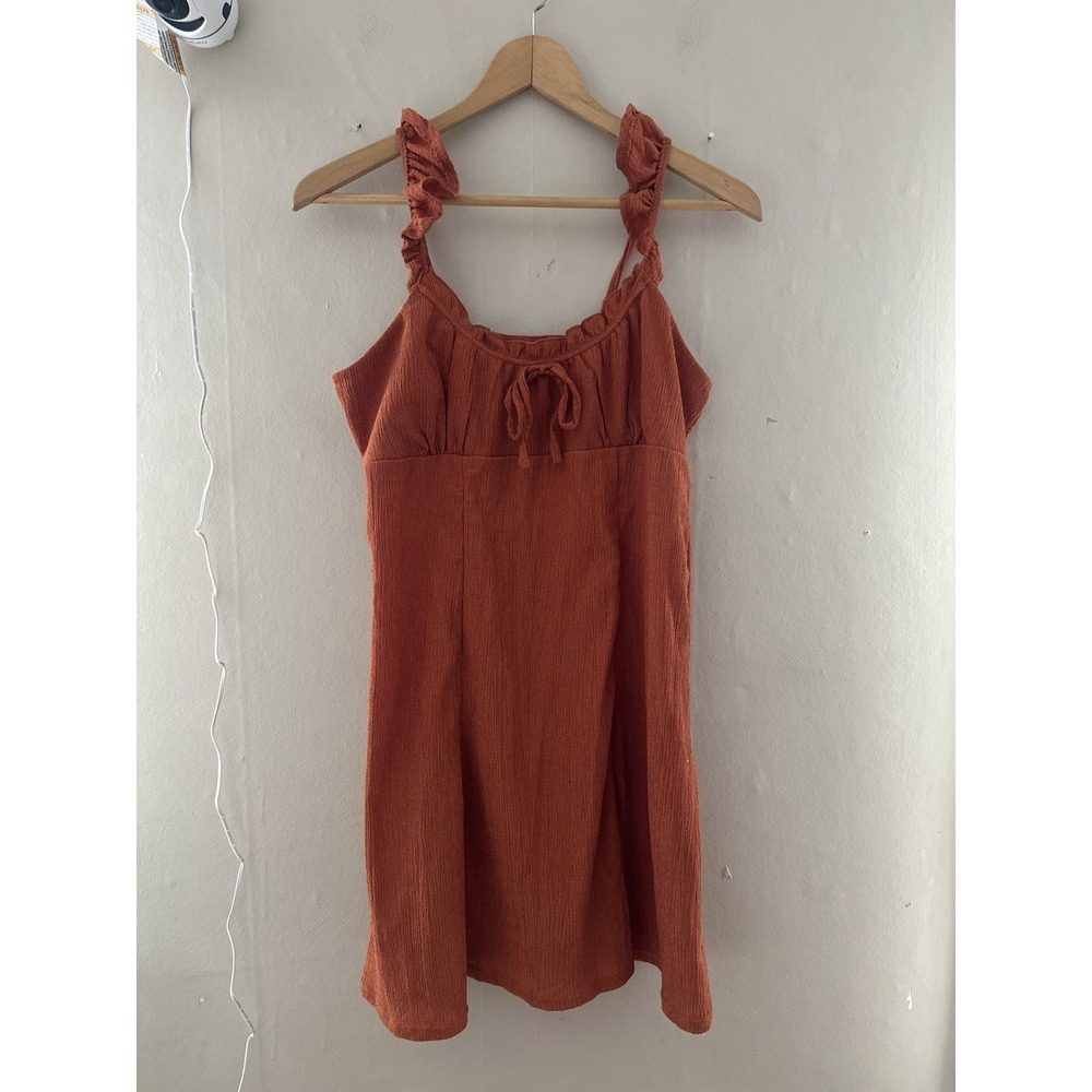 No Boundaries Y2K Womens Babydoll Mini Dress Size L Orange Ruffle Cottagecore